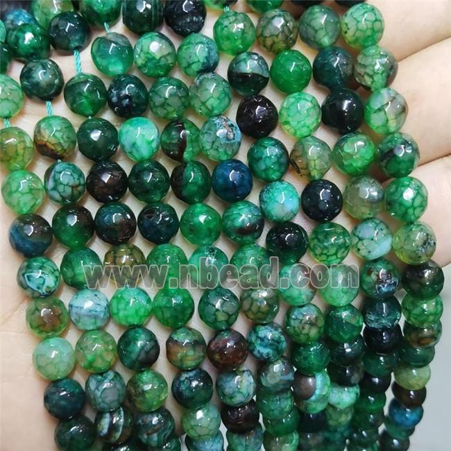 Green Agate Beads Faceted Round Dye