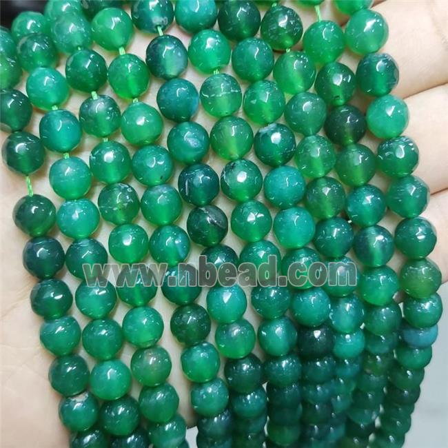 Green Agate Beads Faceted Round Dye