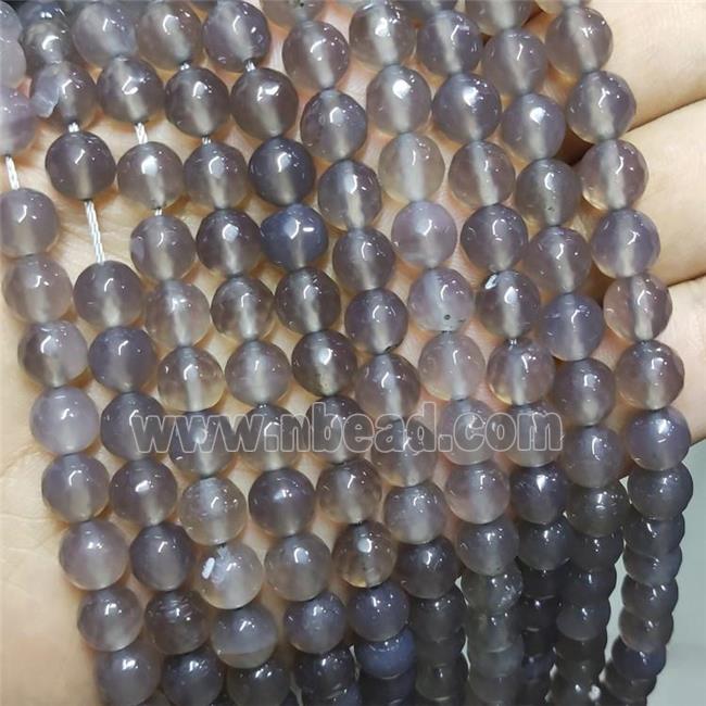 Gray Agate Beads Faceted Round Dye