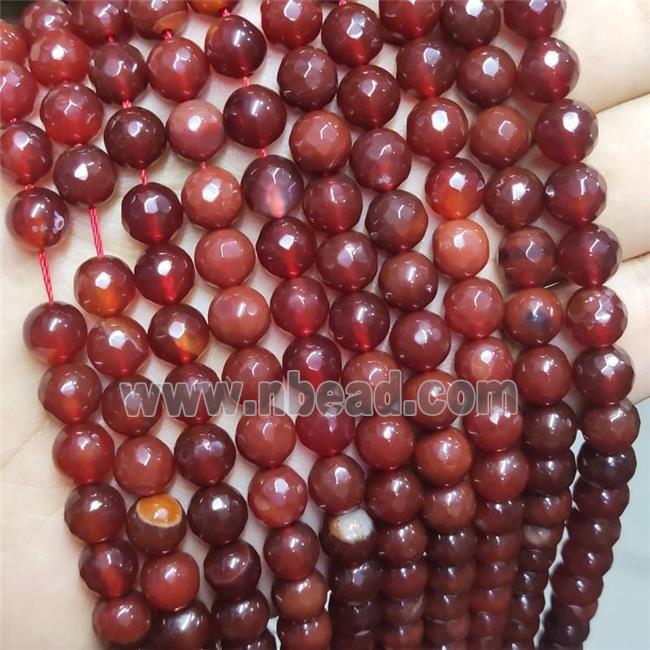 Red Agate Beads Faceted Round Dye