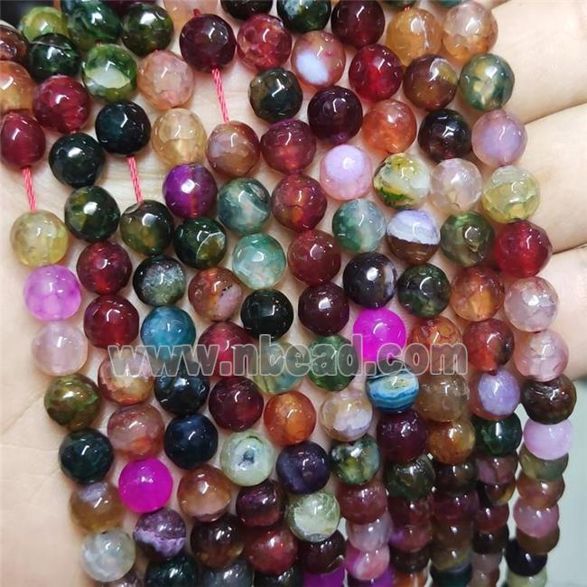 Multicolor Agate Beads Faceted Round Dye