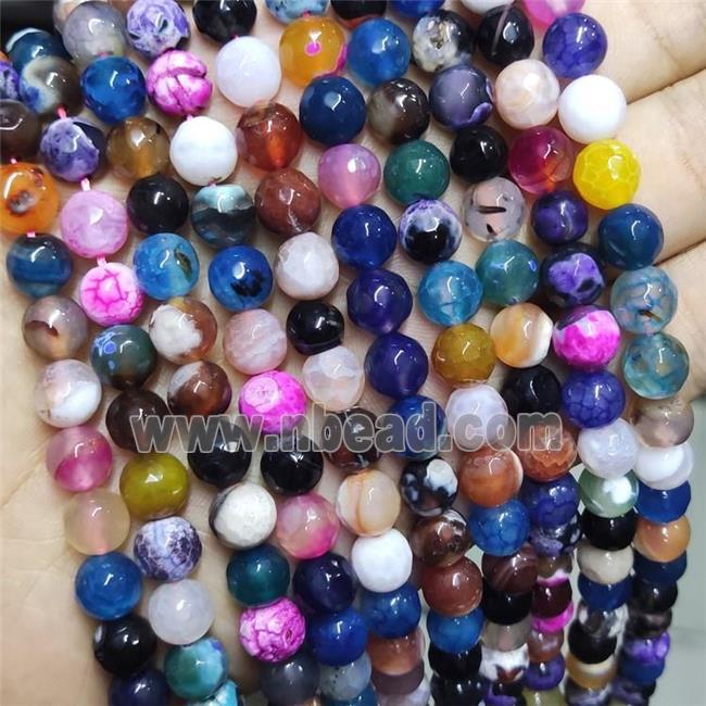 Mix Color Agate Beads Faceted Round Dye