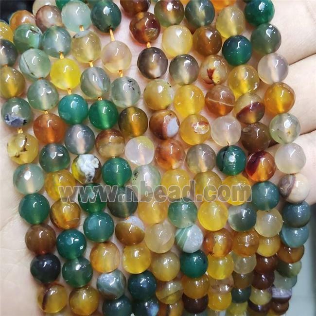 Agate Beads Faceted Round Dye Mix Color