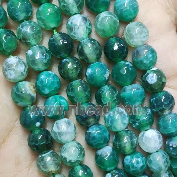 Green Fire Agate Beads Faceted Round