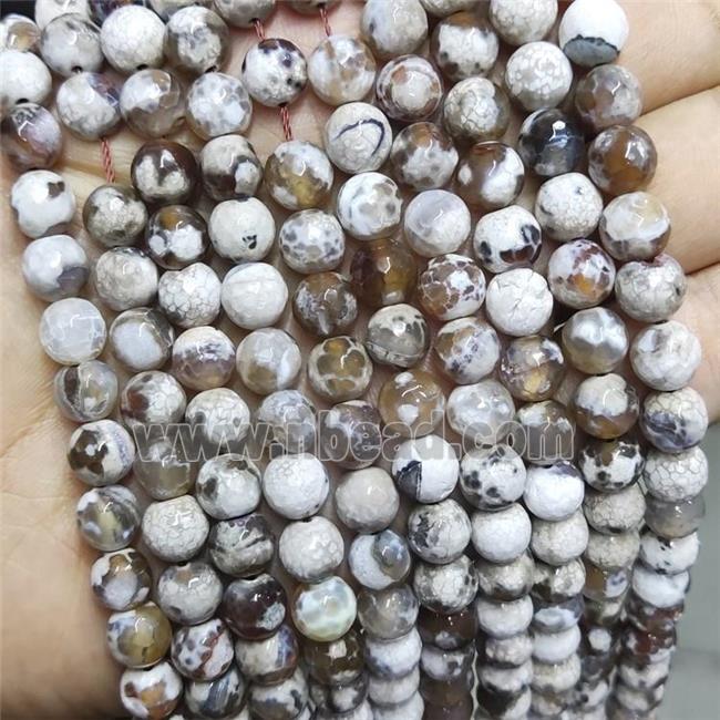 Coffee Fire Agate Beads Faceted Round