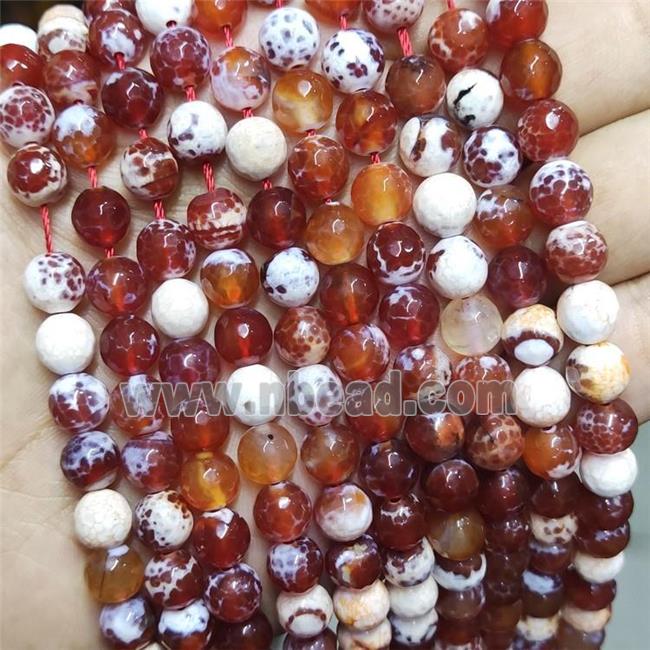 Red Fire Agate Beads Faceted Round