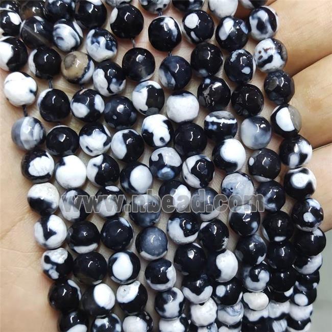 Black Fire Agate Beads Faceted Round