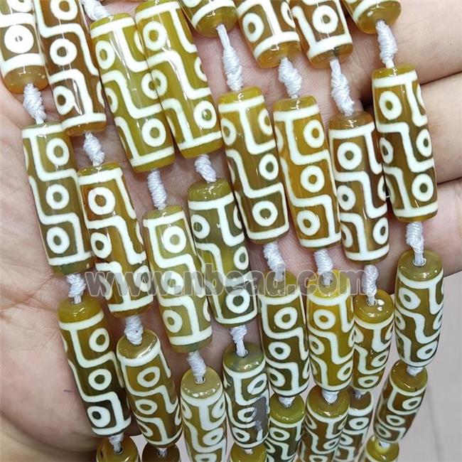 Yellow Tibetan Agate Rice Beads Evil Eye