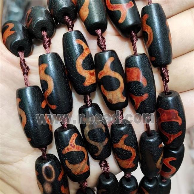 Black Tibetan Agate Rice Beads
