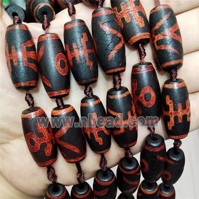 Black Tibetan Agate Rice Beads
