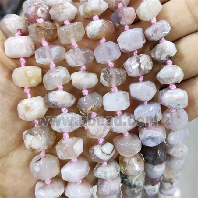 Natural Sakura Cherry Agate Rondelle Beads Pink Faceted