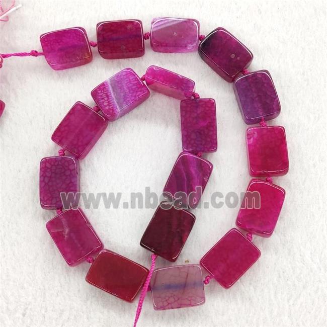 Hotpink Veins Agate Rectangle Beads