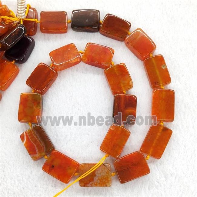 Orange Veins Agate Rectangle Beads