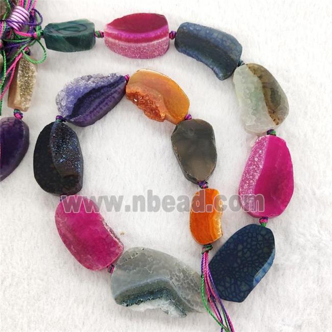 Agate Druzy Slice Beads Mixed Color Dye