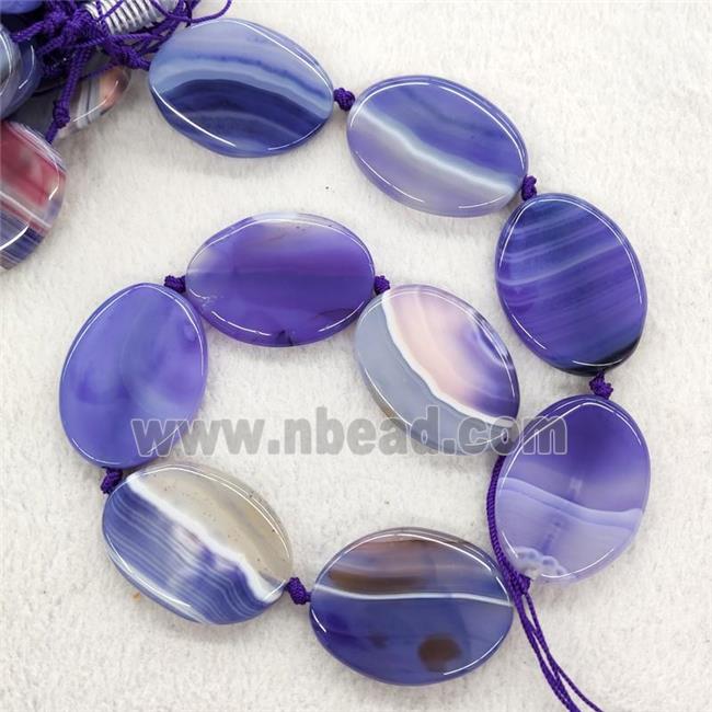 Purple Stripe Agate Oval Beads