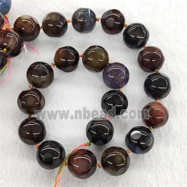 Natural Agate Round Beads Faceted Dye Mix Color