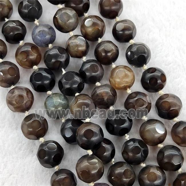 Natural Agate Round Beads Faceted Dye Mix Color