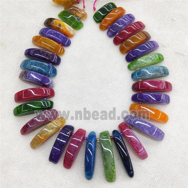 Natural Agate Stick Beads Topdrilled Dye Mix Color