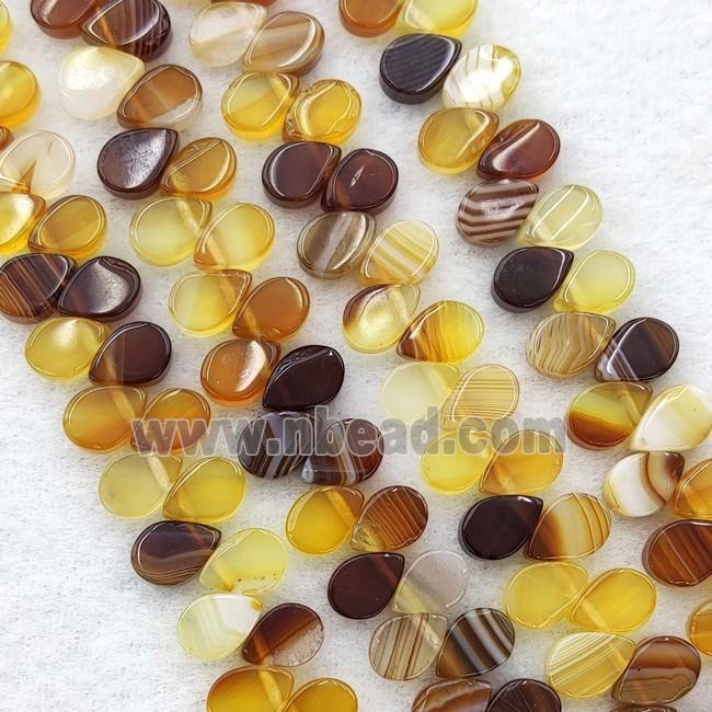 Gold Stripe Agate Teardrop Beads Topdrilled