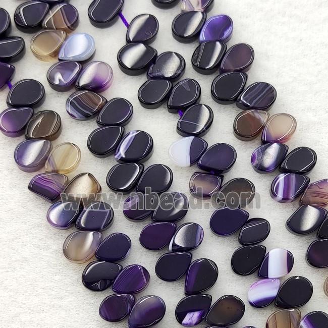 Purple Stripe Agate Teardrop Beads Topdrilled