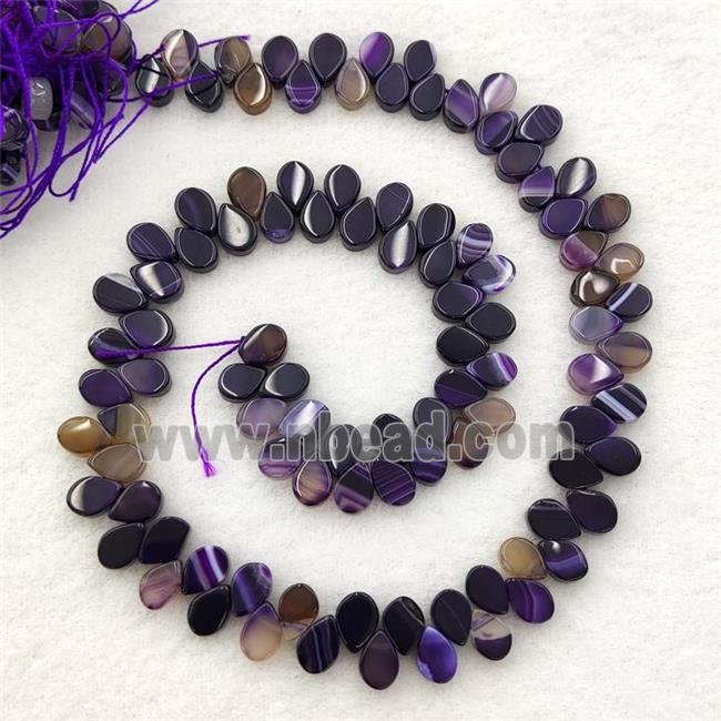 Purple Stripe Agate Teardrop Beads Topdrilled