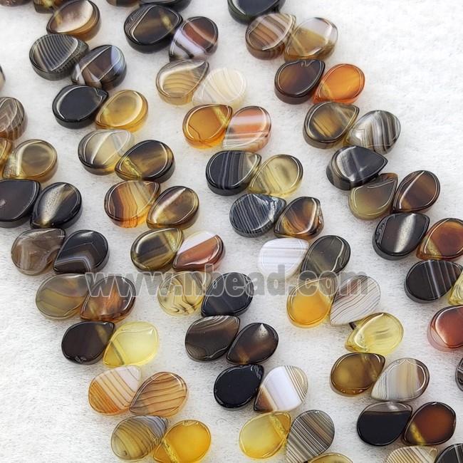 Amber Brown Stripe Agate Teardrop Beads Topdrilled