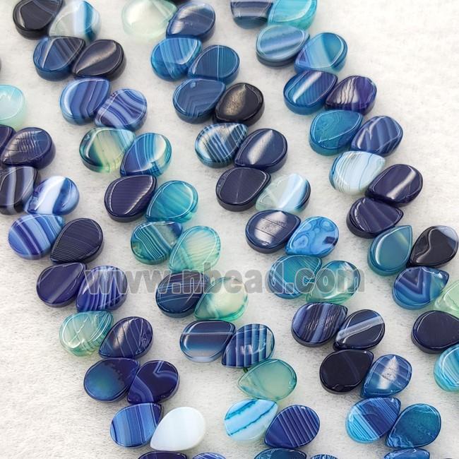Blue Stripe Agate Teardrop Beads Topdrilled