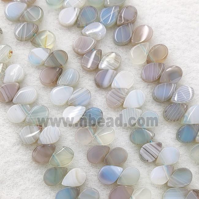 Gray Stripe Agate Teardrop Beads Topdrilled