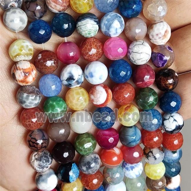 Mix Agate Beads Dye Faceted Round
