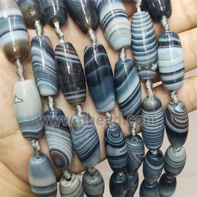 Natural Stripe Agate Beads Rice Smooth