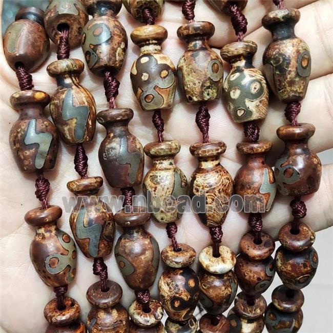 Tibetan Agate Bottle Beads Brown