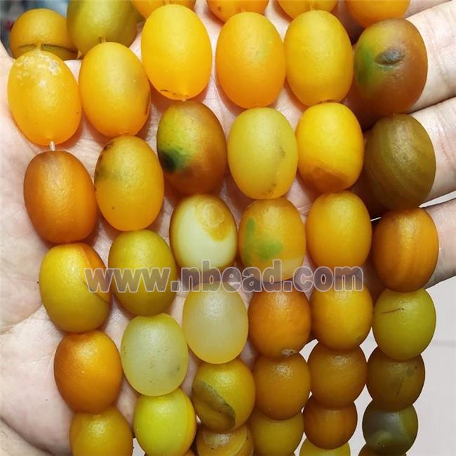 Natural Agate Barrel Beads Yellow Dye Matte