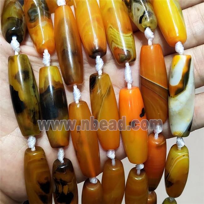 Natural Agate Rice Beads Orange Amber Dye