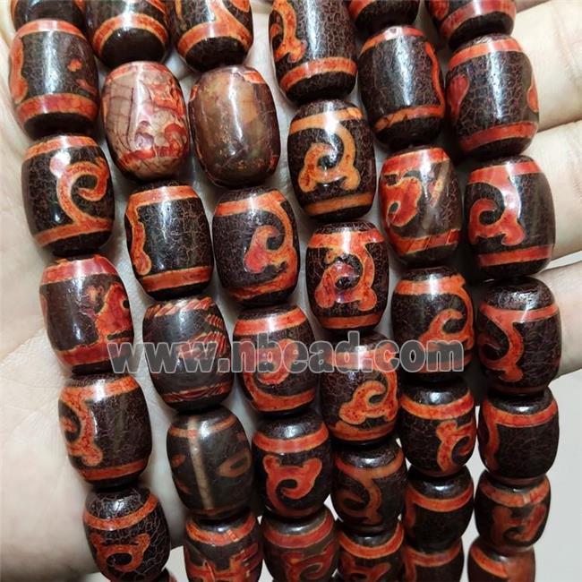 Tibetan Agate Barrel Beads Red
