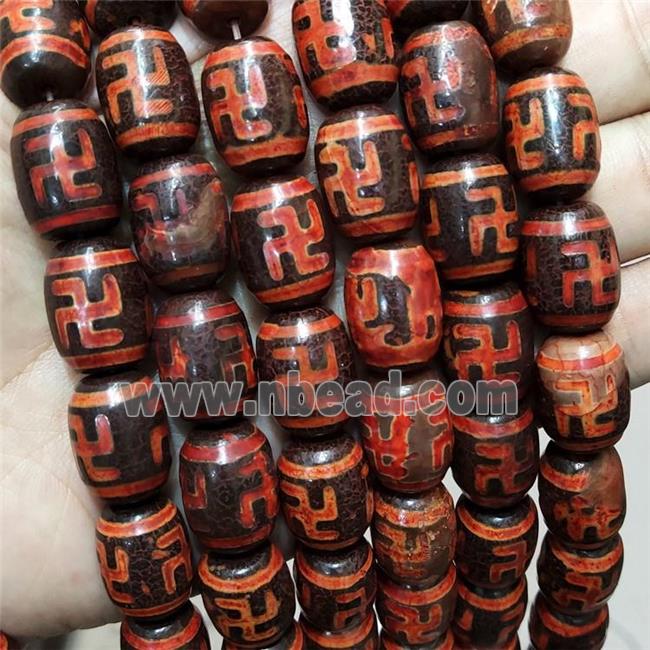 Tibetan Agate Barrel Beads Buddist Red