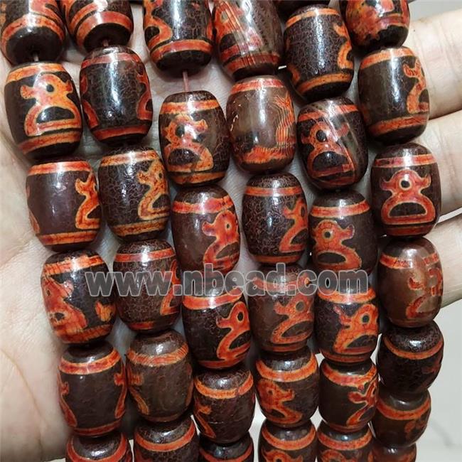 Tibetan Agate Barrel Beads Red