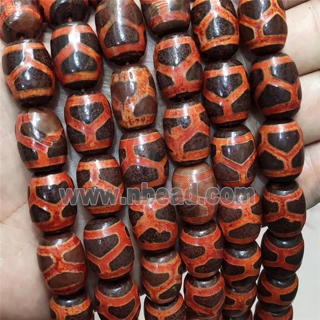Tibetan Agate Barrel Beads Red Tortoise