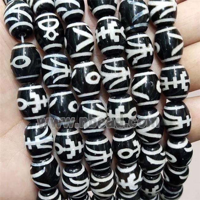 Tibetan Agate Barrel Beads Black