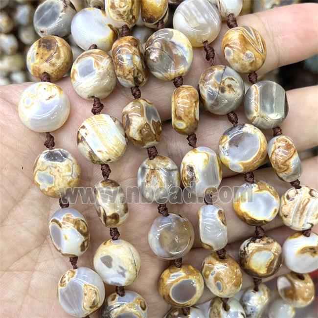 Yellow Fired Agate Button Beads Circle