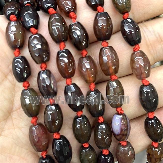 Natural Agate Rice Beads Faceted Deep Coffee Dye