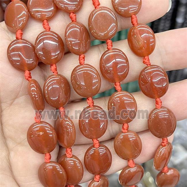 Natural Agate Oval Beads Red Dye