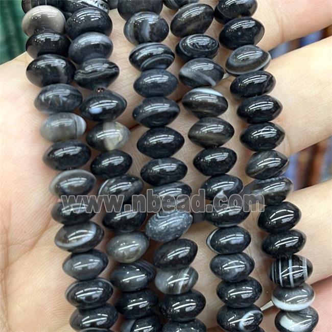 Natural Black Stripe Agate Rondelle Beads Smooth
