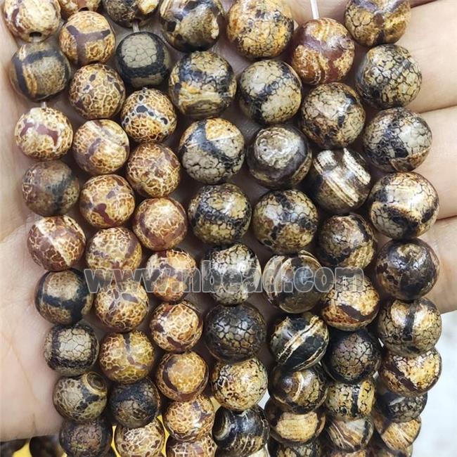 Tibetan Agate Beads Round Antique Tortoise