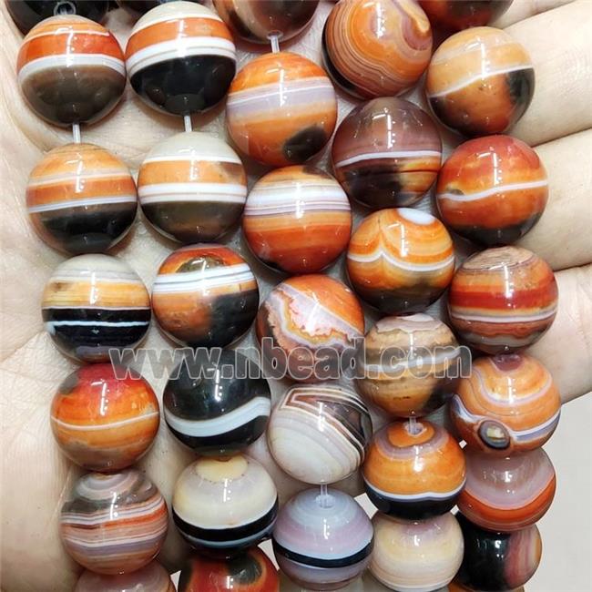 Natural Stripe Agate Beads Red Black Smooth Round