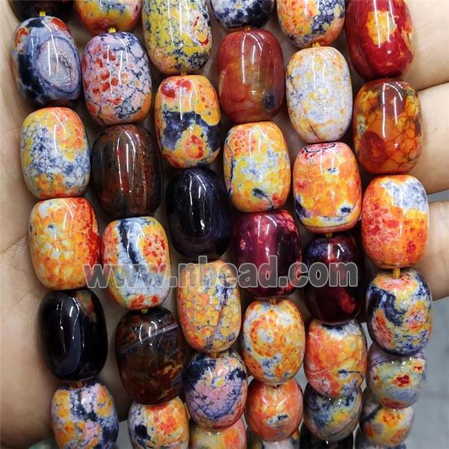 Natural Agate Beads Barrel Fired Orange Dye