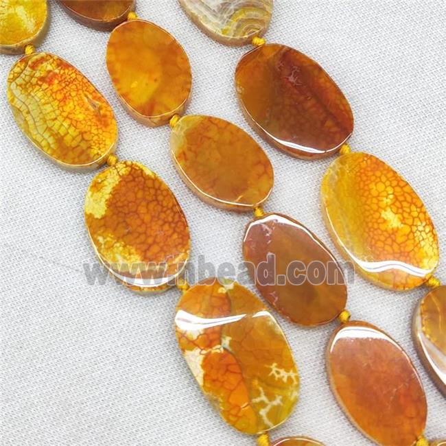Natural Veins Agate Beads Freeform Slice Flat Orange Dye