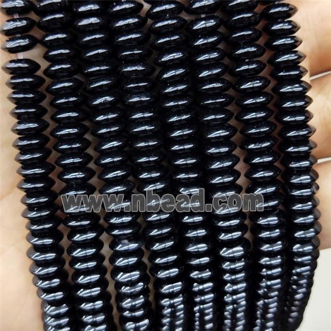 Natural Black Onyx Agate Beads Rondelle