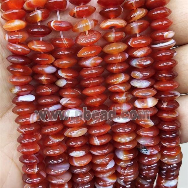 Natural Red Stripe Agate Rondelle Beads
