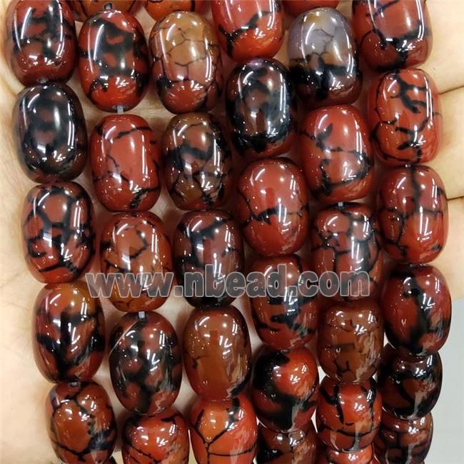 Natural Dragon Veins Agate Barrel Beads Red