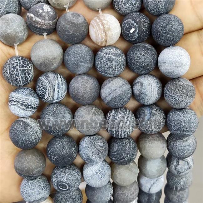 Crackle Agate Beads Round Black